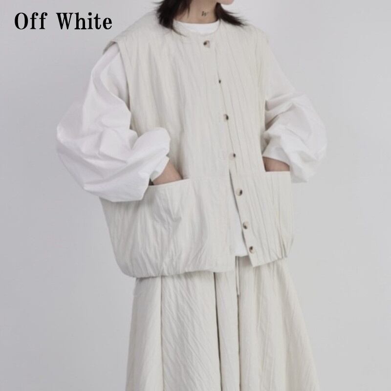 Pleats Simple Pocket Vest【TR3232】