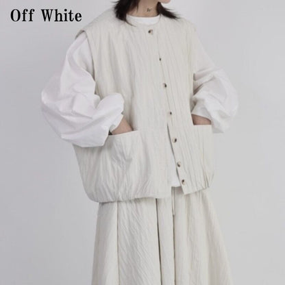 Pleats Simple Pocket Vest【TR3232】