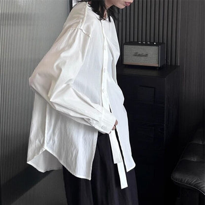 Side-Button No-Collar Collared Shirt【TR3112】