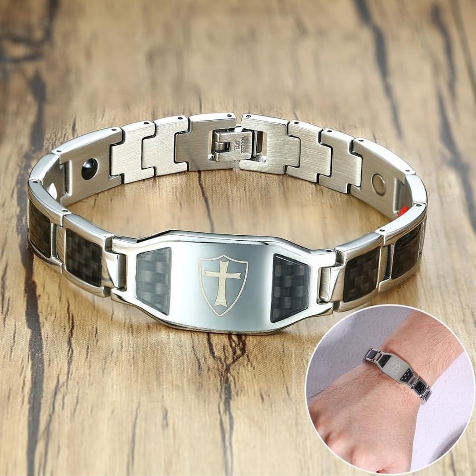 Cross magnetic men bracelet【TR2755】