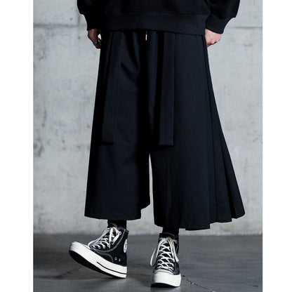 Waist Ribbon Ankle Length Wide Pants【TR3294】