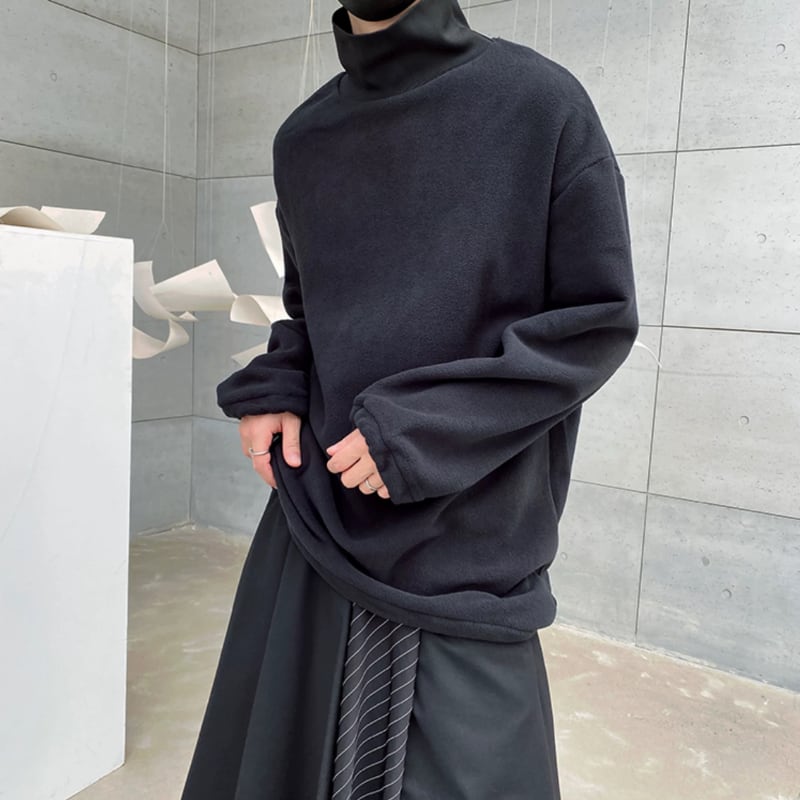 Oversized Fleece High-Neck T-shirt【TR3328】