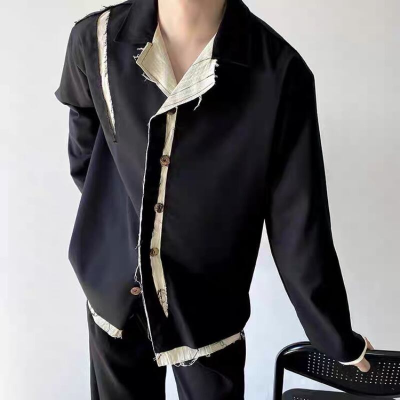 Frayed Contrast Panel Jacket【TR3341】