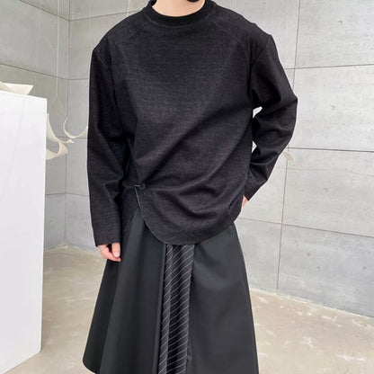 Curved Hem Cutout Long T-shirt【TR3351】