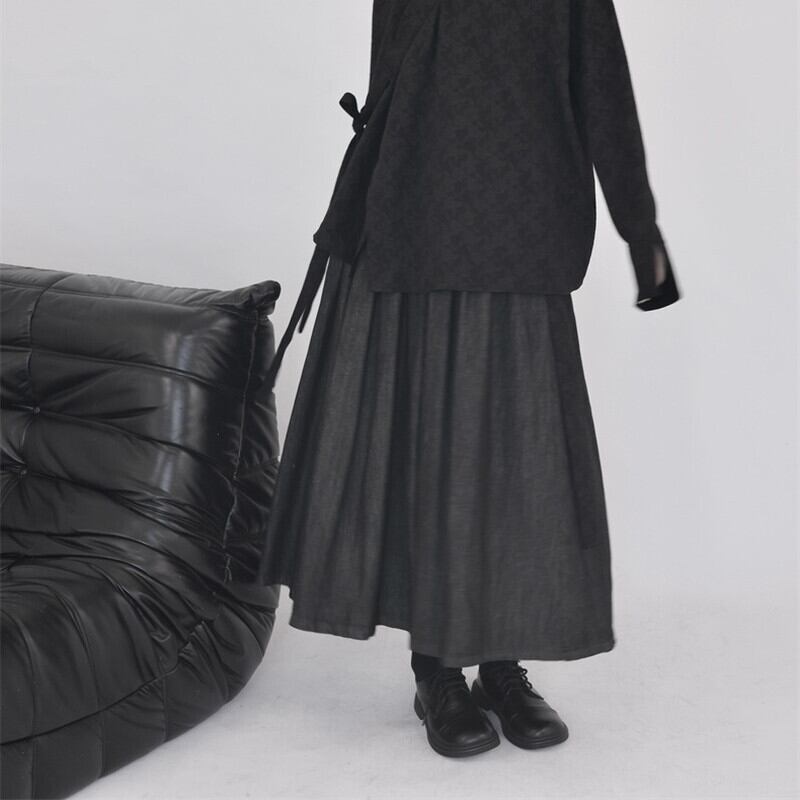 Denim Pleats Skirt【TR3176】