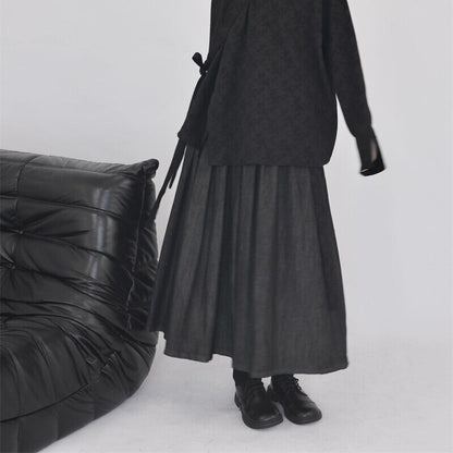 Denim Pleats Skirt【TR3176】