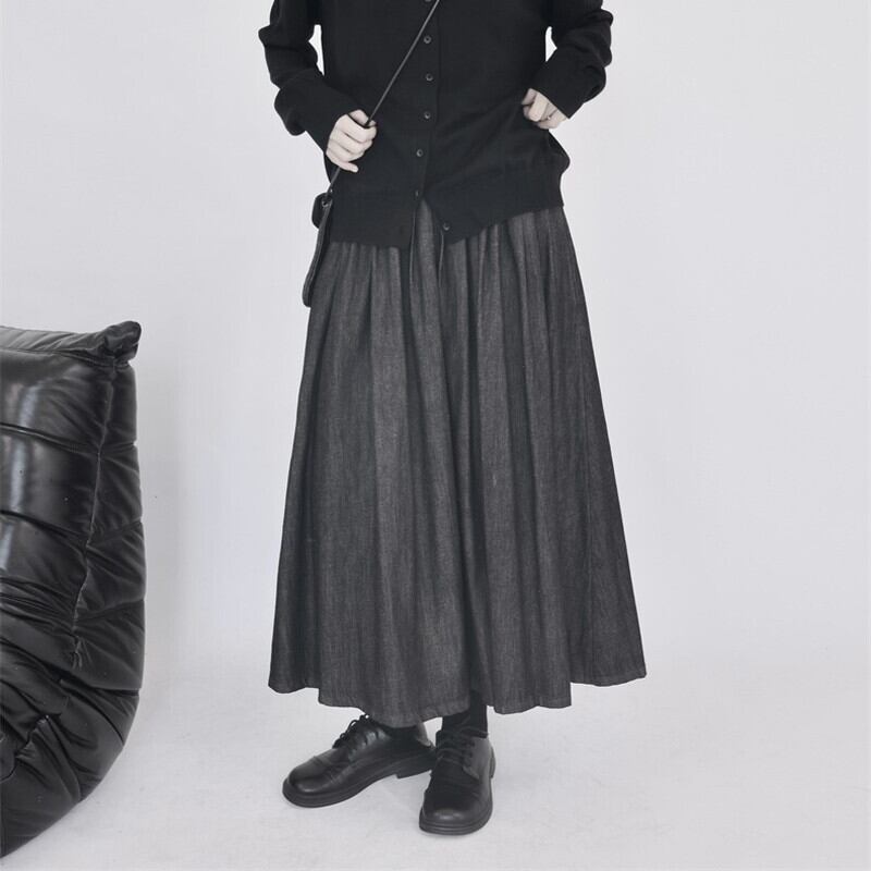 Denim Pleats Skirt【TR3176】