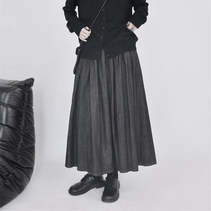 Denim Pleats Skirt【TR3176】