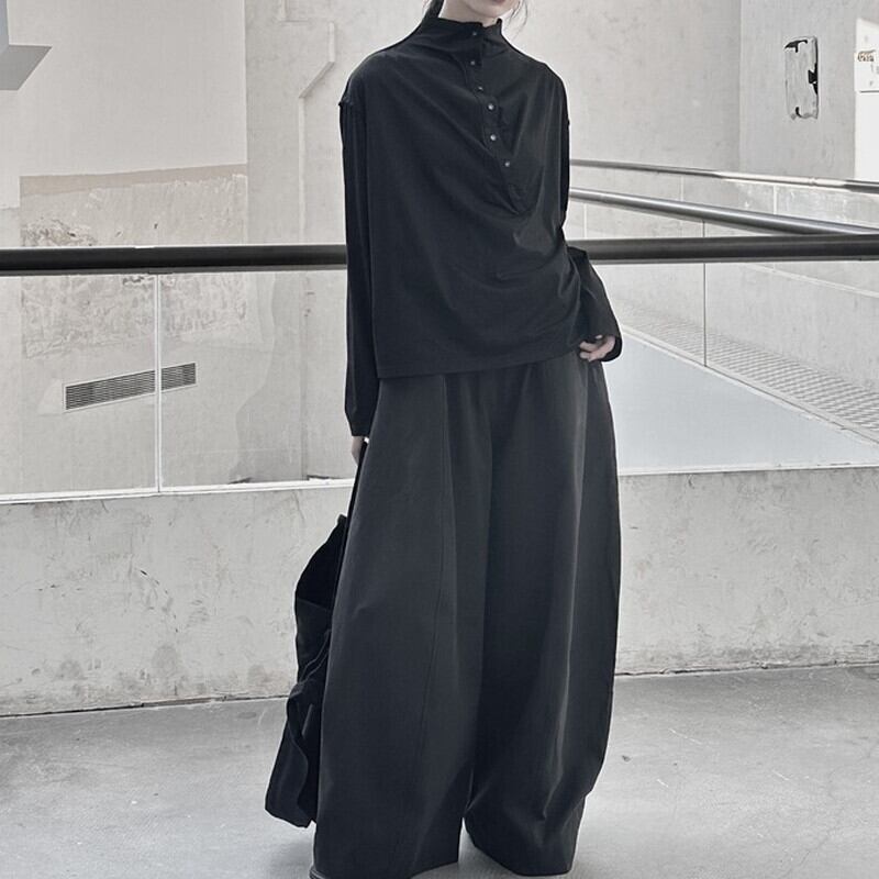 Half-Button Mock-Neck T-Shirt【TR3140】