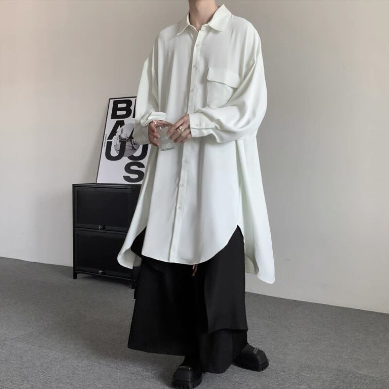 Flowy Long Collared Shirt【TR3372】