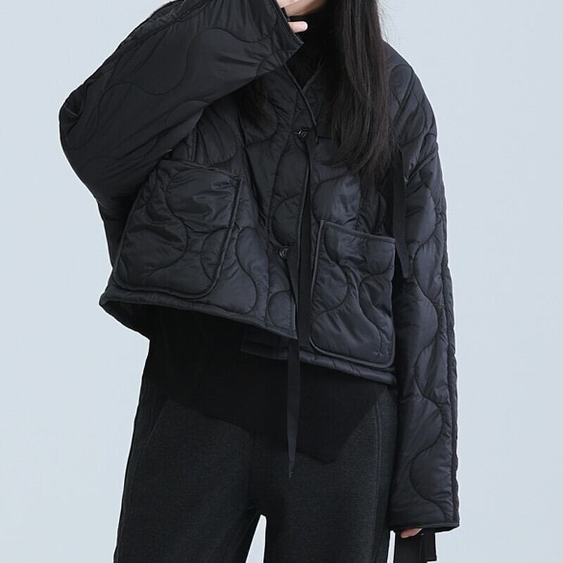 Embossed Ribbon No-Collar Jacket【TR3258】