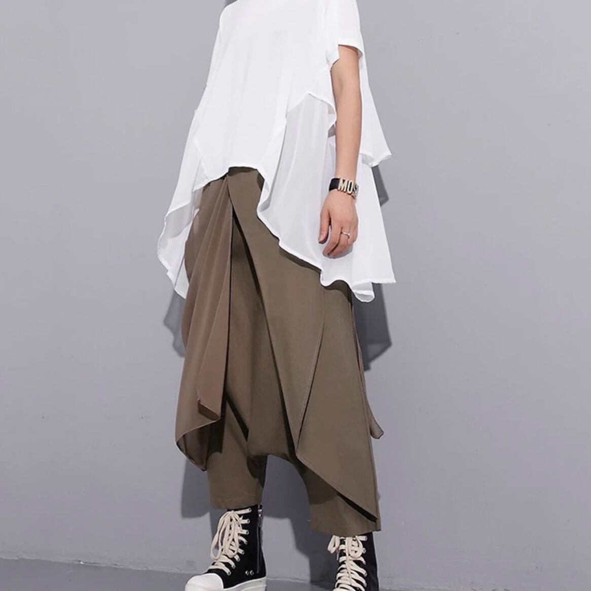 〈Unisex〉Bandage Stitch Cross Pants【TR0275】