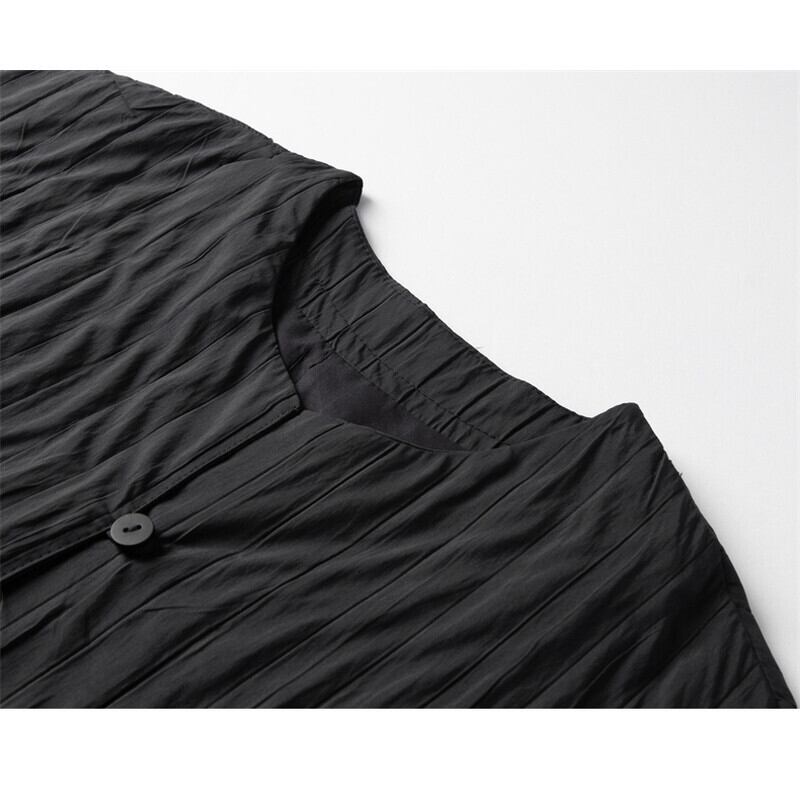 Pleats No-Collar Collared Shirt【TR3120】