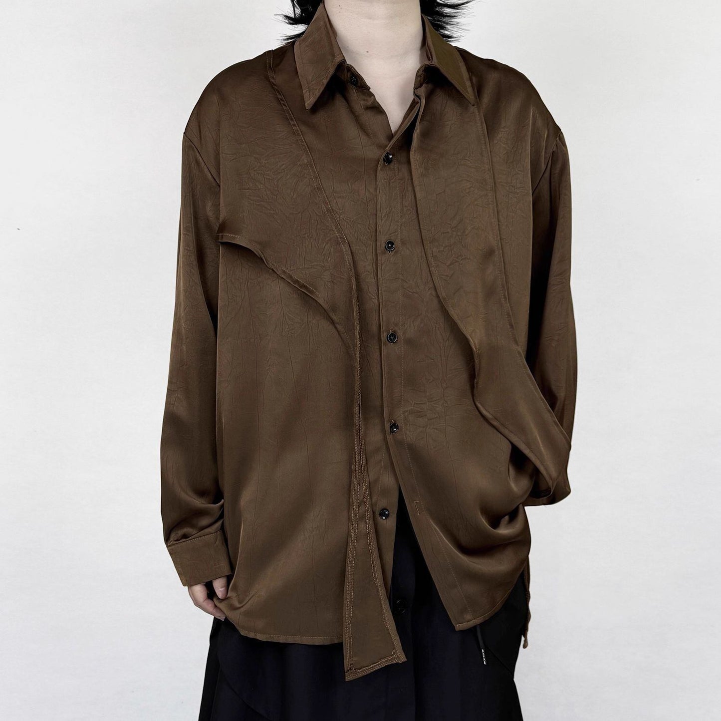 Asymmetry Loose Collared Shirt【TR3324】