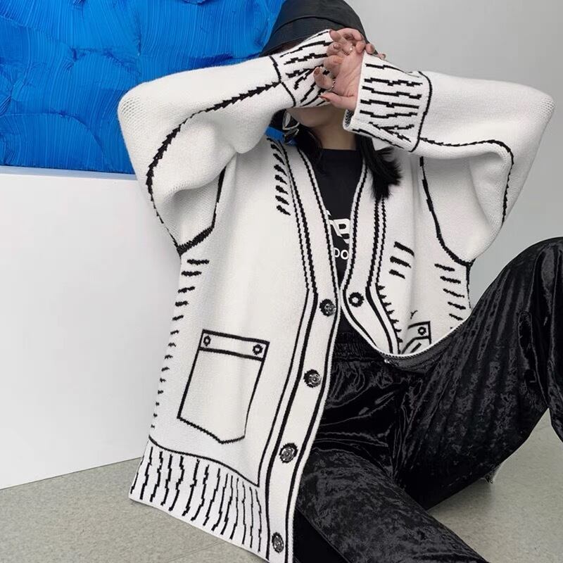〈Unisex〉Knit Cardigan Letters Jacket【TR1226】