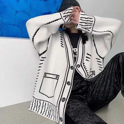 〈Unisex〉Knit Cardigan Letters Jacket【TR1226】