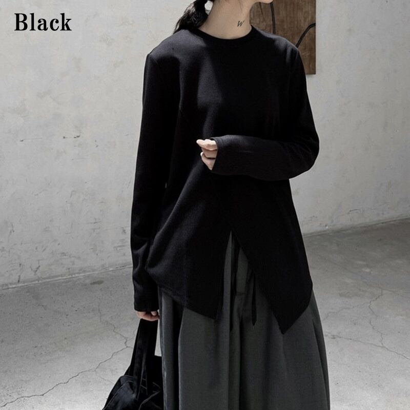 Asymmetry Slit T-Shirt【TR3141】