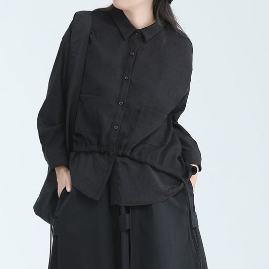 Drawstring Unique Collared Shirt【TR3127】
