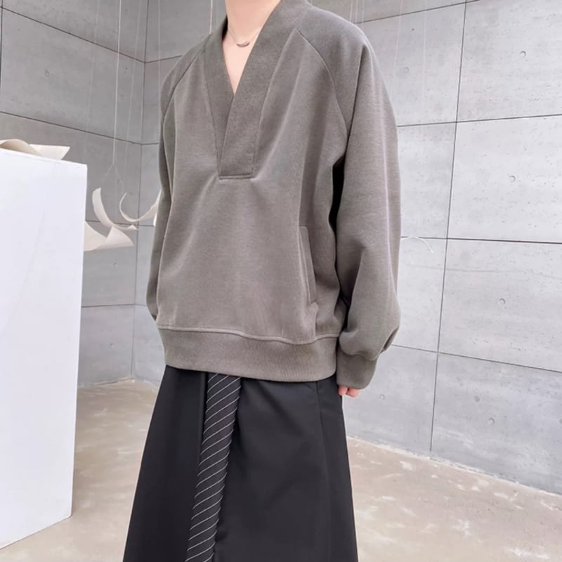 Deep V Raglan Long T-shirt【TR3352】