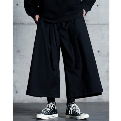 Waist Ribbon Ankle Length Wide Pants【TR3294】