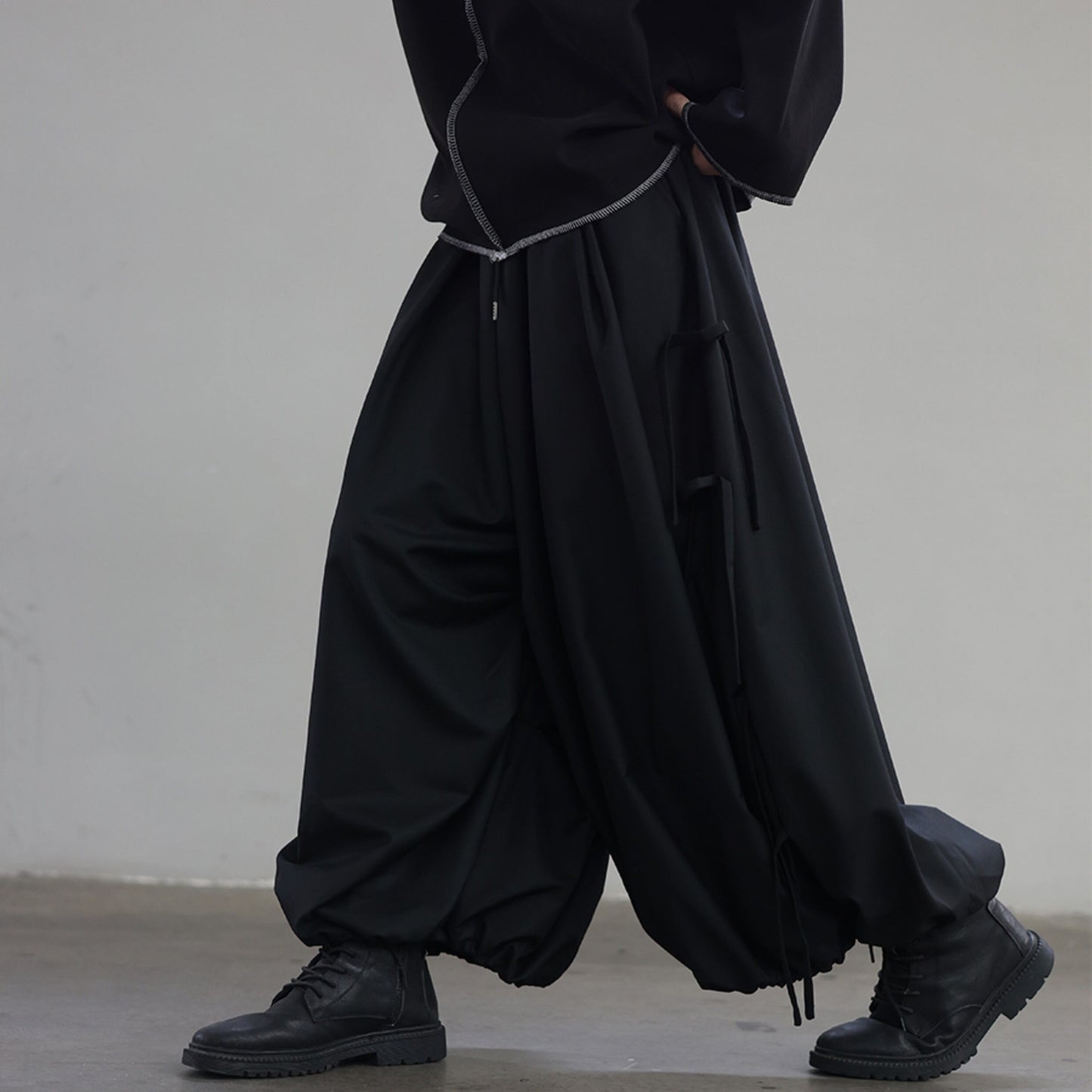 Side Ribbon Wide Jogger Pants【TR3277】