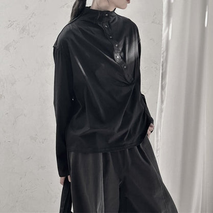 Half-Button Mock-Neck T-Shirt【TR3140】