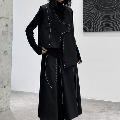 Asymmtry Stitch Vest【TR3241】