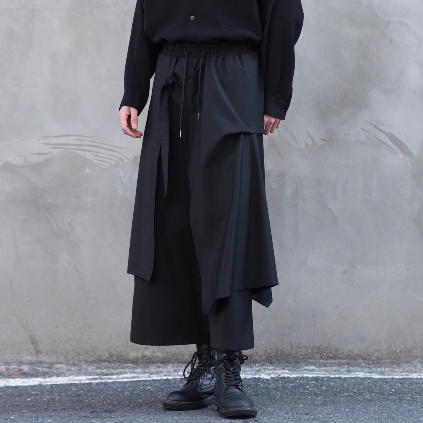 Layered-look Cropped Hakama Pants【TR3274】