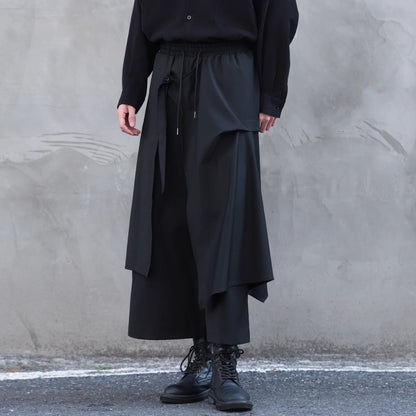 Layered-look Cropped Hakama Pants【TR3274】