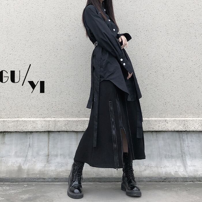 Long Nichi Fastener Skirt【TR1433】