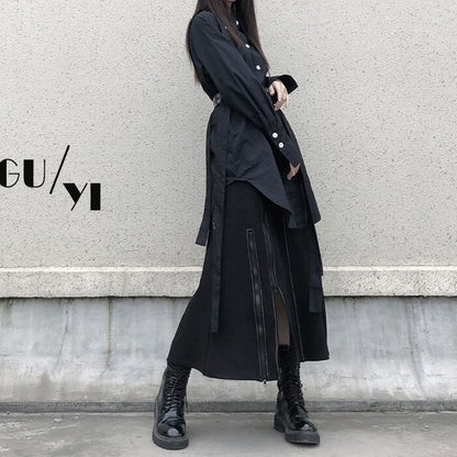 Long Nichi Fastener Skirt【TR1433】