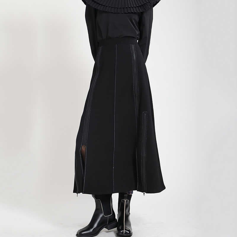 Long Nichi Fastener Skirt【TR1433】