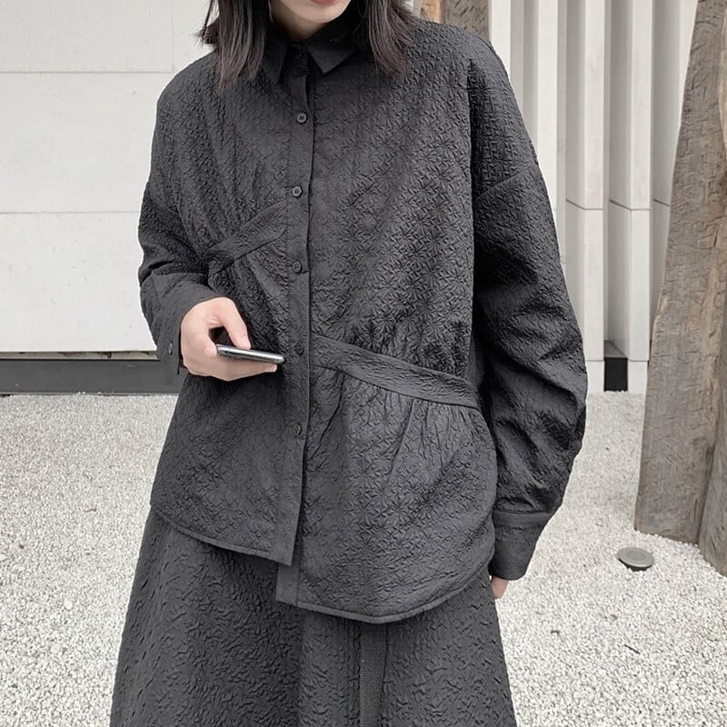 Embroidery Quilting Collared Shirt【TR3116】