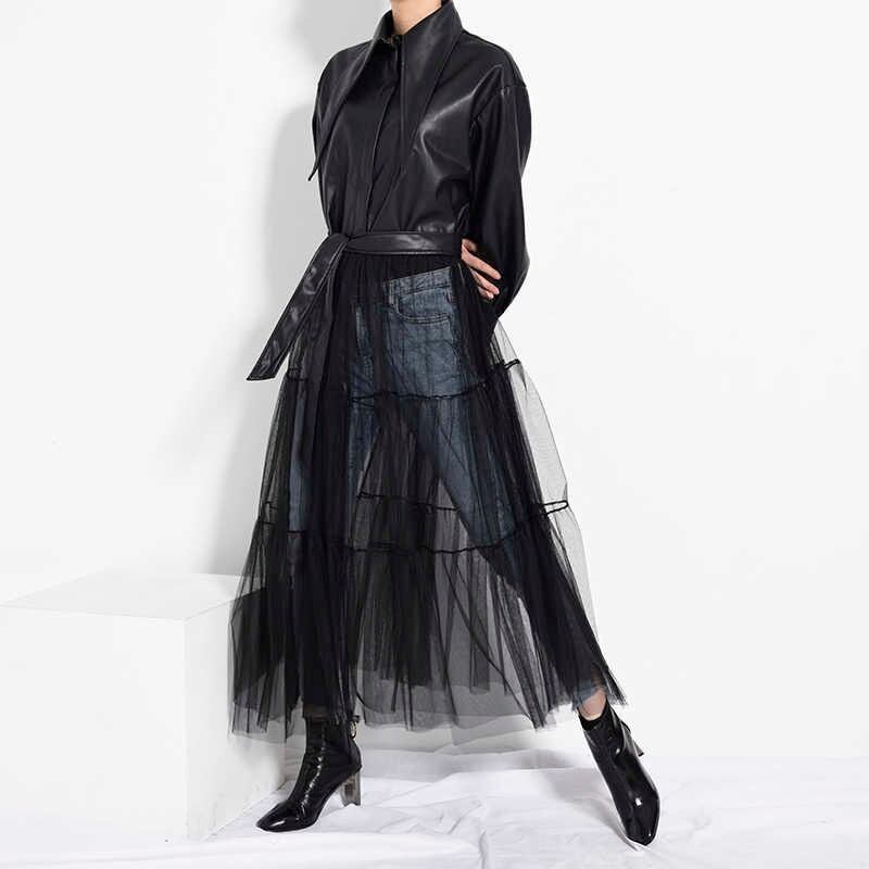 Synthetic Leather Mesh Jacket【TR1199】