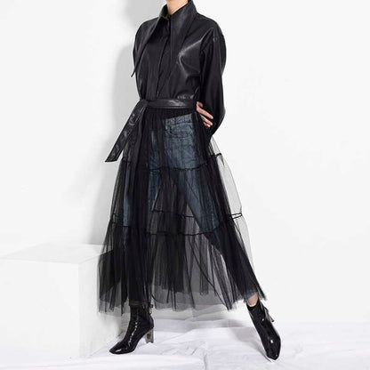 Synthetic Leather Mesh Jacket【TR1199】