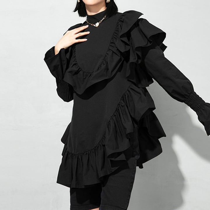 Stand Collor Frilled Shirt【TR0438】