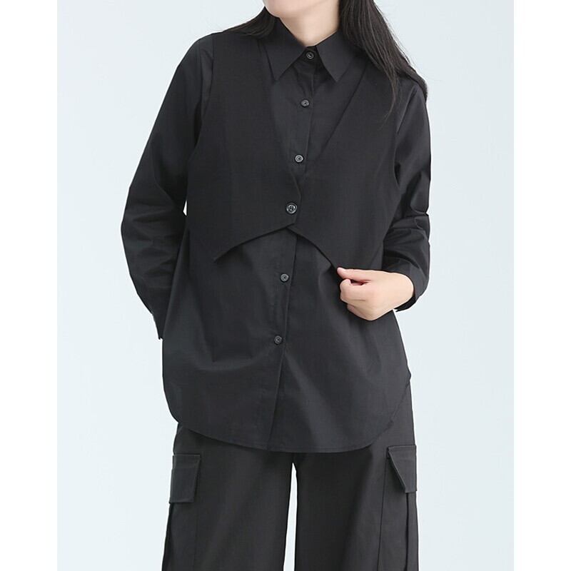 Fake-Layered Vest Collared Shirt【TR3135】