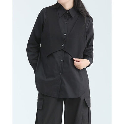 Fake-Layered Vest Collared Shirt【TR3135】