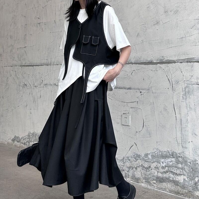 Asymmetry Stitch Vest【TR3236】