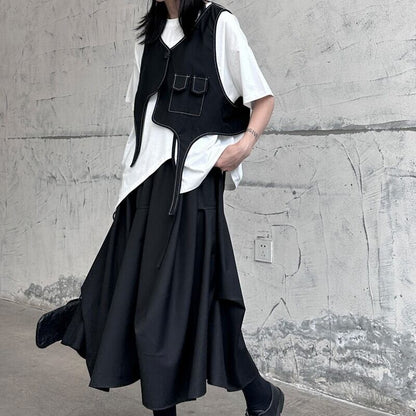 Asymmetry Stitch Vest【TR3236】