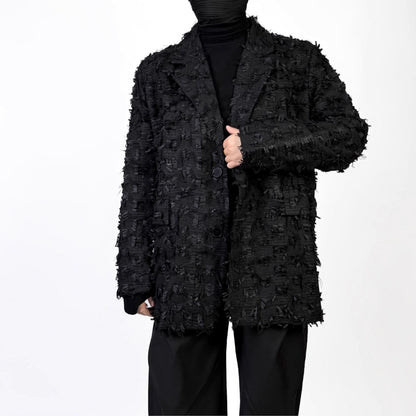 Black Fringe Tailored Jacket【TR3322】