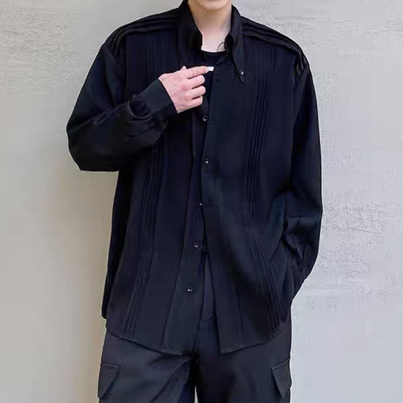 Modern Tuck-Pleat Collared Shirt【TR3340】