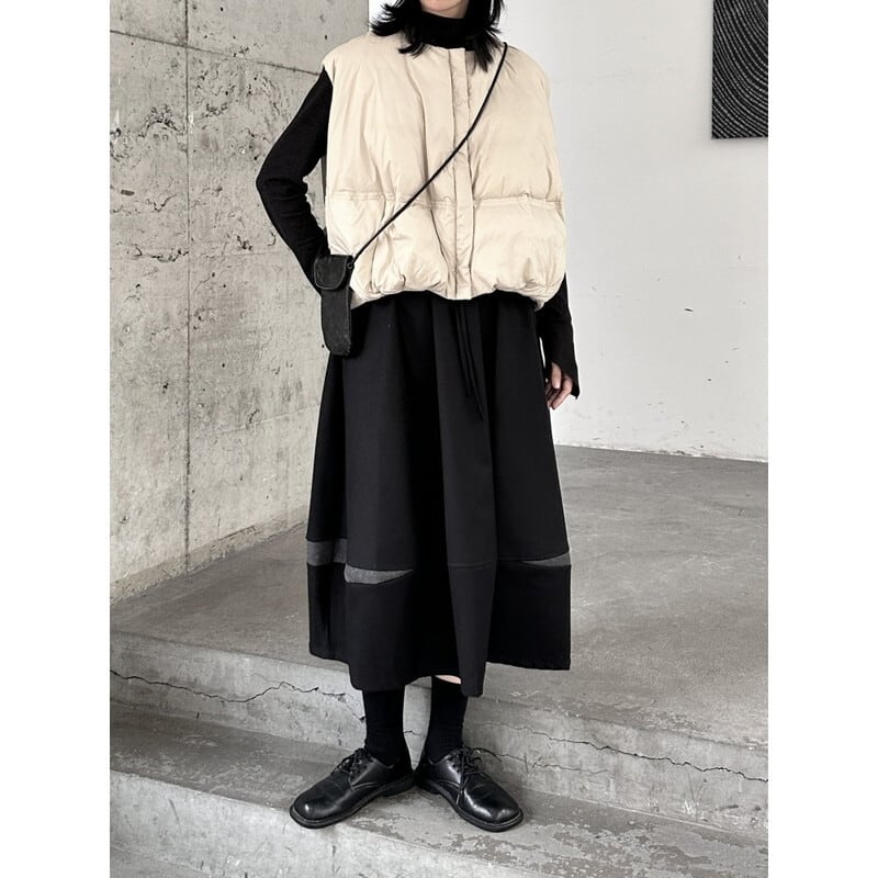 Bi-Color High-Waist Flare Skirt【TR3175】