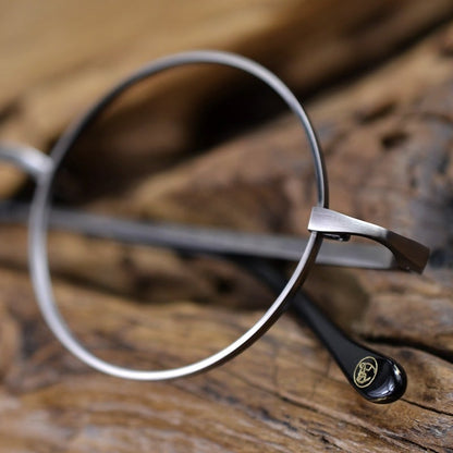 〈Titanium〉Vintage no nose Round Glasses【TR2570】
