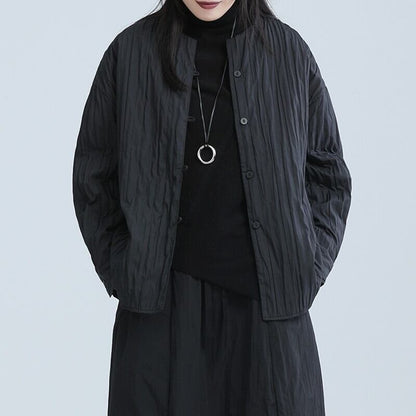 Pleats No-Collar Collared Shirt【TR3113】