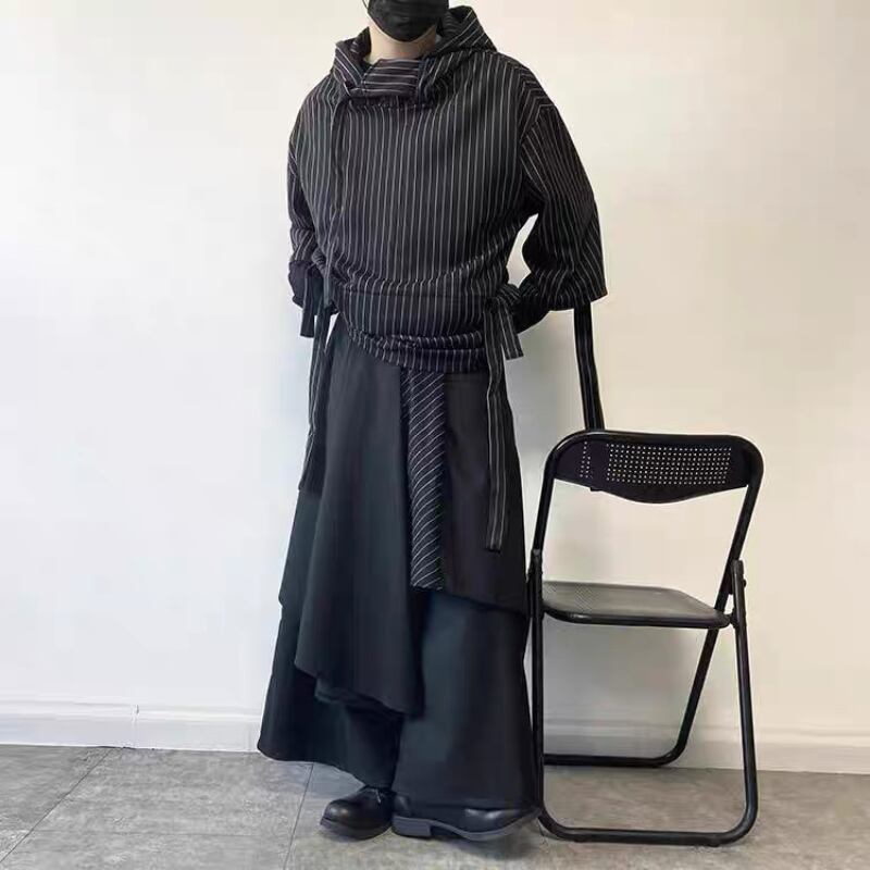 Asymmetric Pinstripe Hoodie【TR3347】