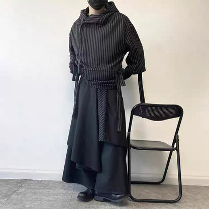 Asymmetric Pinstripe Hoodie【TR3347】