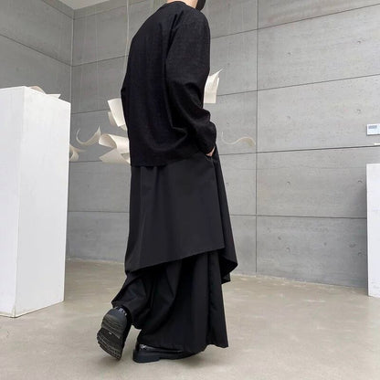 Curved Hem Cutout Long T-shirt【TR3351】