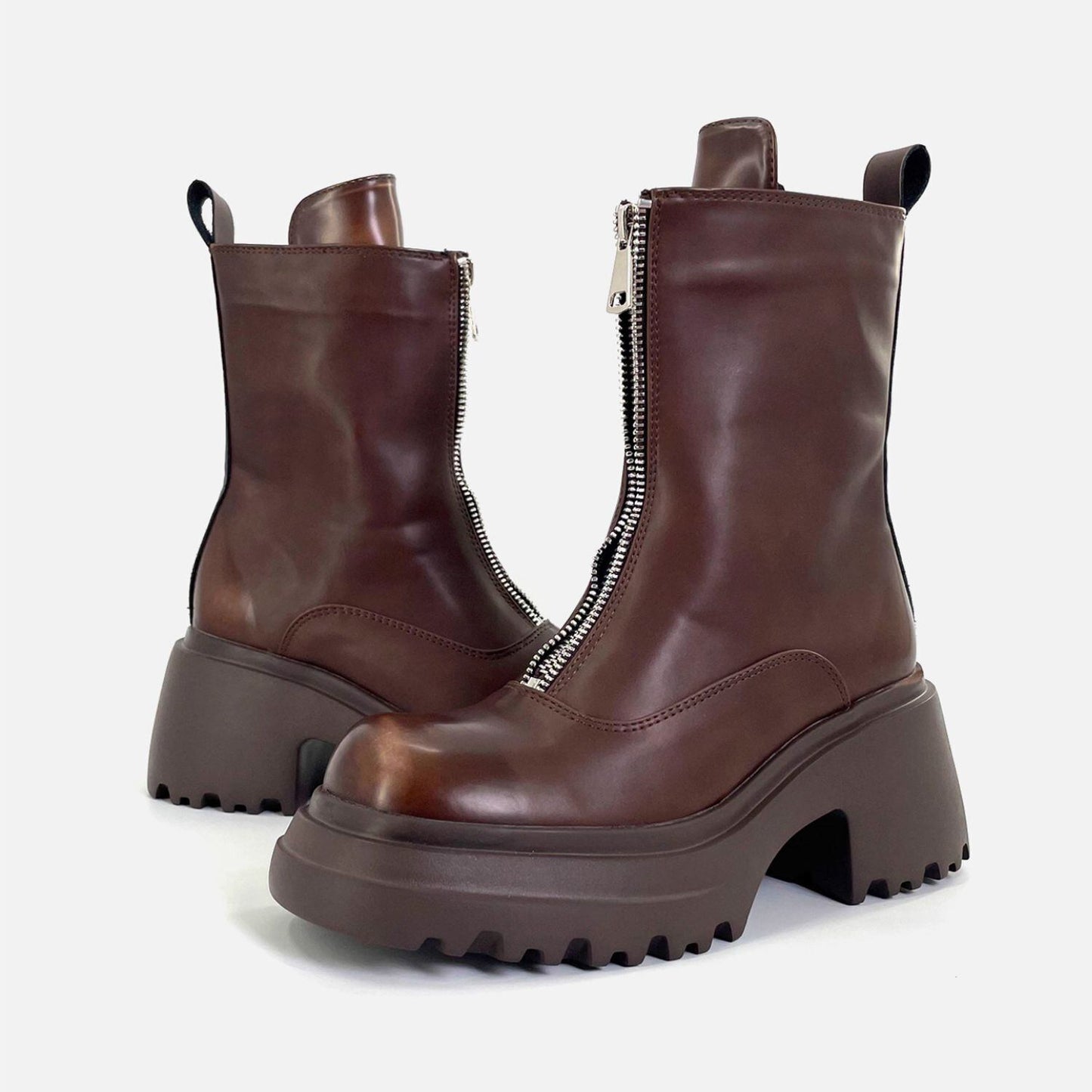 Front Zip Short Boots 【TR3378】