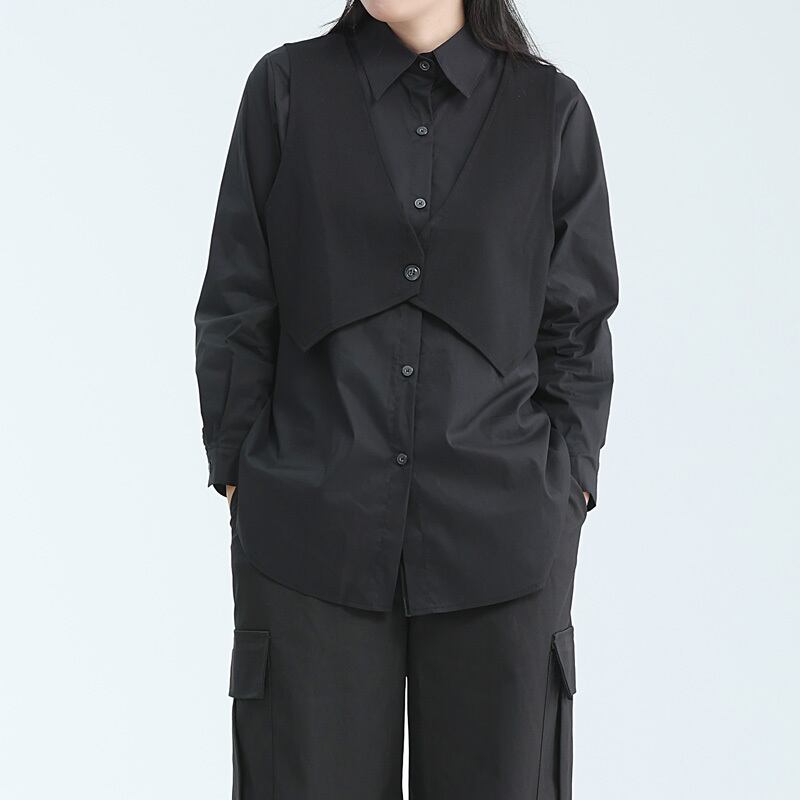 Fake-Layered Vest Collared Shirt【TR3135】